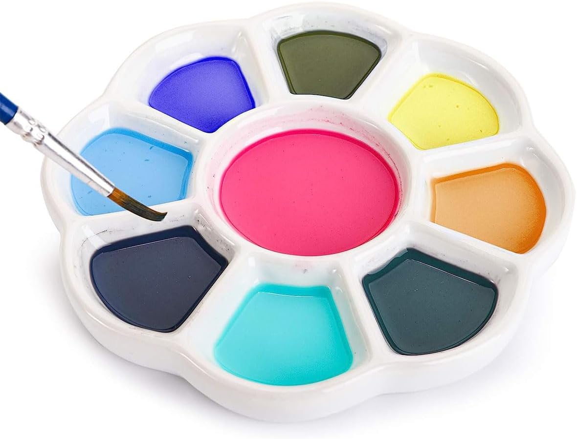 Ceramic Paint Palette,Porcelain Paint Palette,9-Well Watercolor Palette,Gouache Palette,Paint Mixing Palette for Watercolor Painting Palette Acrylic Painting image 4
