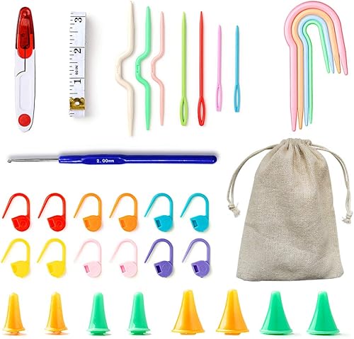 Miniatura 3 de EXQUISS Juego de agujas de tejer de bambú, 18 pares de agujas circulares de madera con tubo de plástico colorido, herramientas de tejido incluidas,