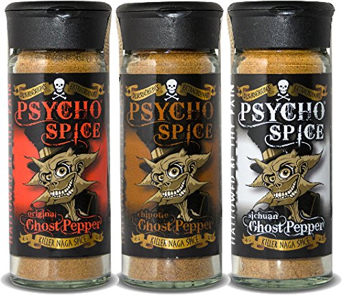 – Psycho Spice Combo - 1 x Original Ghost Pepper, 1 x Chipotle Ghost Pepper, 1 x Sichuan Ghost Pepper