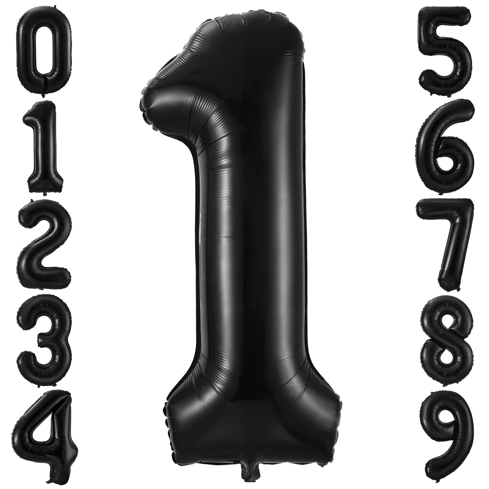 Black 1 Balloon Number,40 Inch Number 1 Balloon Large Black 1 Foil Mylar Helium Balloon for Birthday Party Decorations