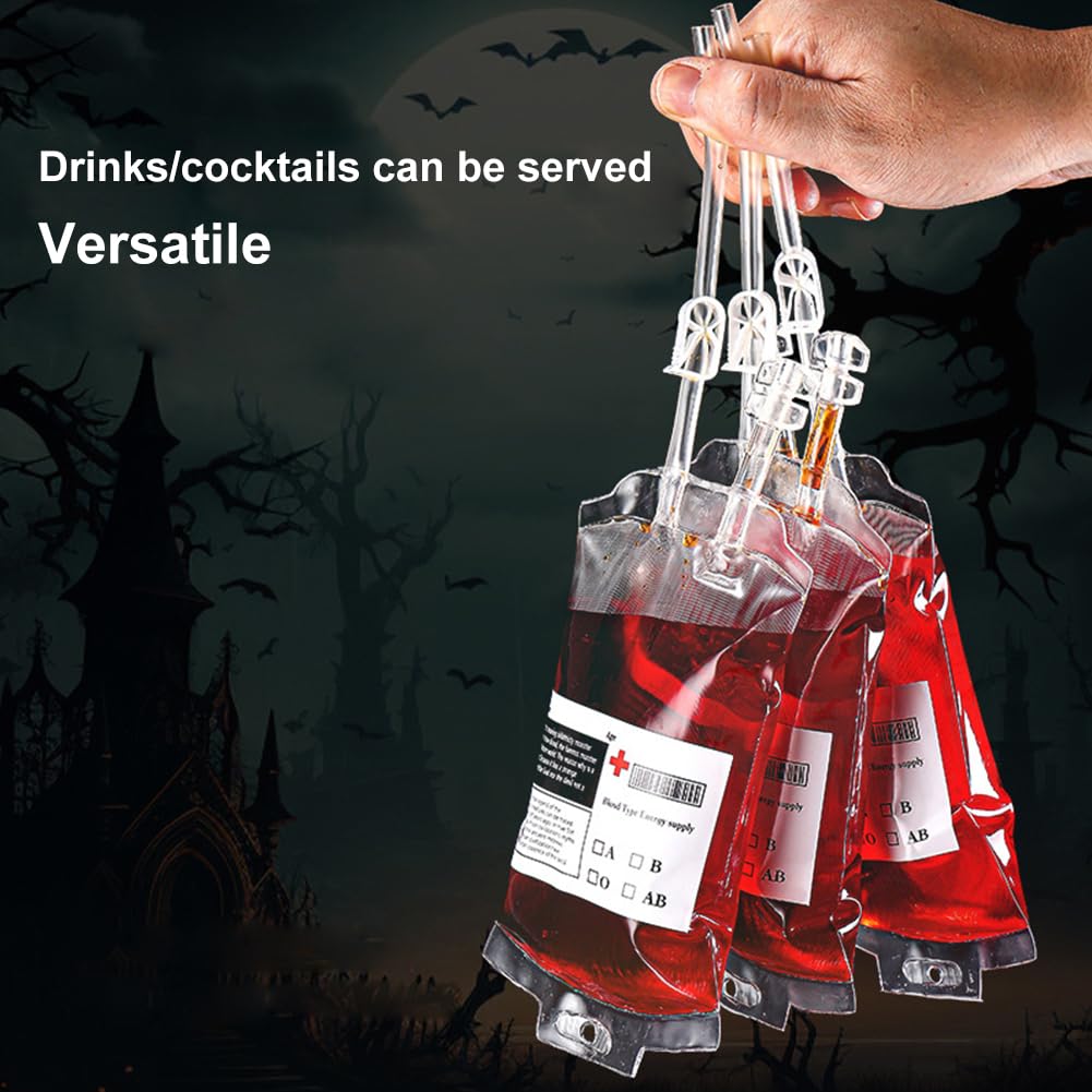 Ohh-nanjoo Halloween Blutbeutel - 10 Stück 350 Ml Trinkbeutel Mit Spritze Für Gruselpartys