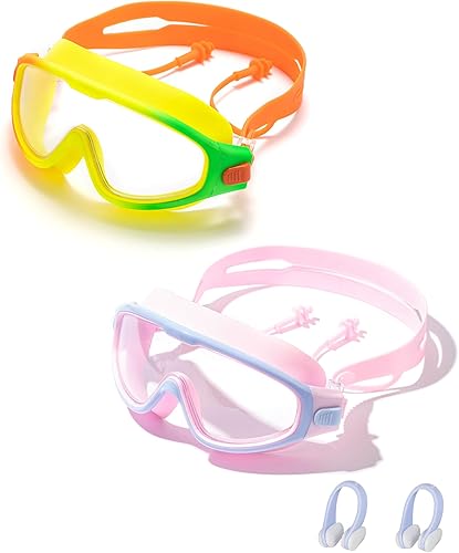 seasprint Swim Goggles for Kids 6-12, Wide View Anti-Fog UV Protection No Leaking,Boys Girls Youth Swimming Goggles