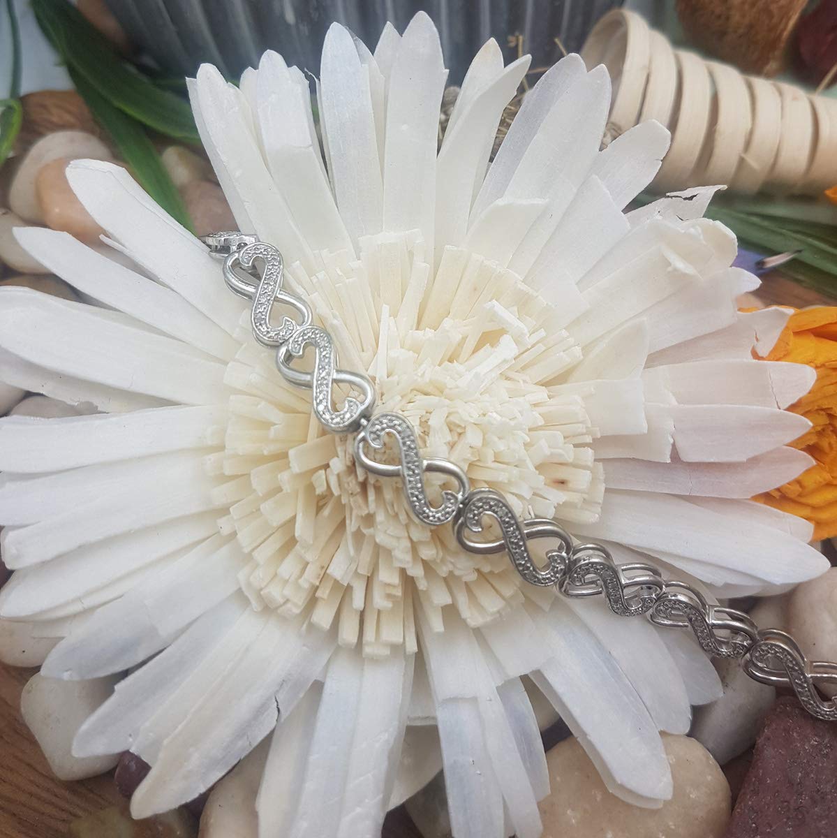 Dazzlingrock Collection Bracciale a maglie da tennis con cuore infinito di diamanti bianchi rotondi da 0,30 carati (ctw) 1/3 CT, argento sterling