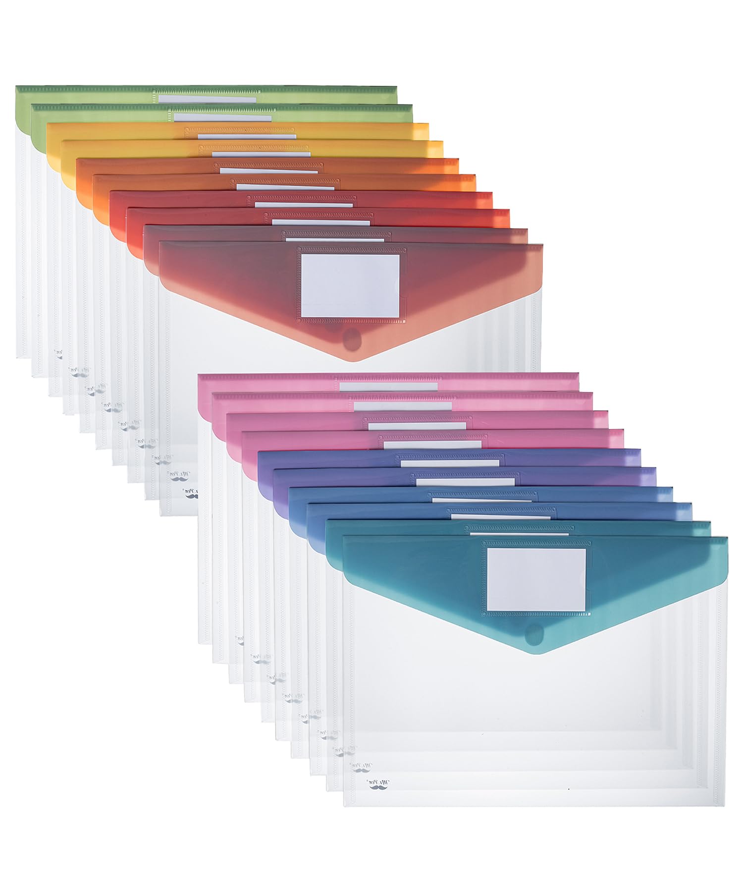 Mr. Pen- Clear Plastic Envelopes with Snap Closure, 10 Pack, A4, Letter Size, Colorful Flaps, Clear Folders for Documents Plastic Envelopes for Documents