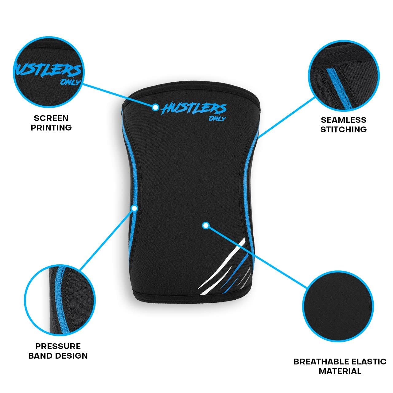 Hustlers Only Gomiti per sollevamento pesi 7 mm in neoprene a compressione per gomito per sollievo immediato dal dolore alle articolazioni e gomiti per allenamento in palestra, powerlifting (L, nero)