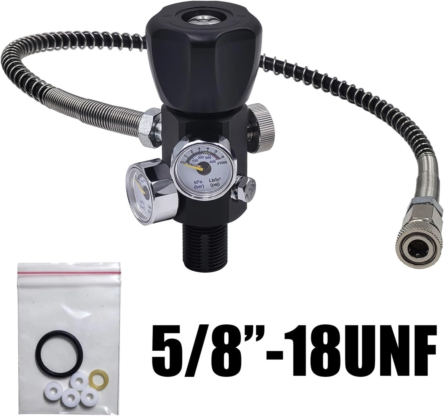DIN Valve Fill Station Adapter 4500psi/300bar With 20inches Hose Dual Gauge For Charging Scuba Tank Diving(5-8)