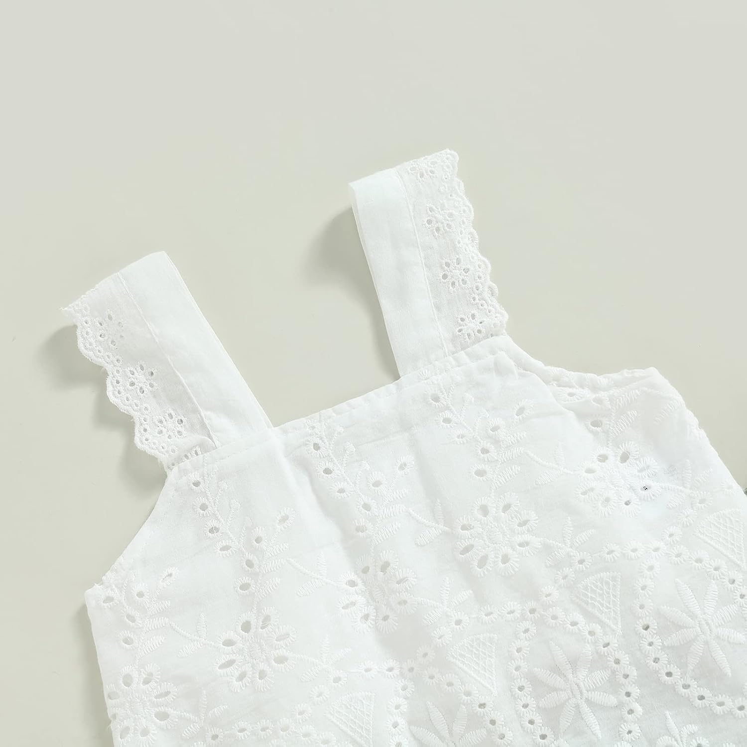 VISGOGO Toddler Baby Girls Summer Outfit Sleeveless Lace Embroidery Clothes Toddler Kids Tank Tops Bell-bottom Pants Set - Image 5