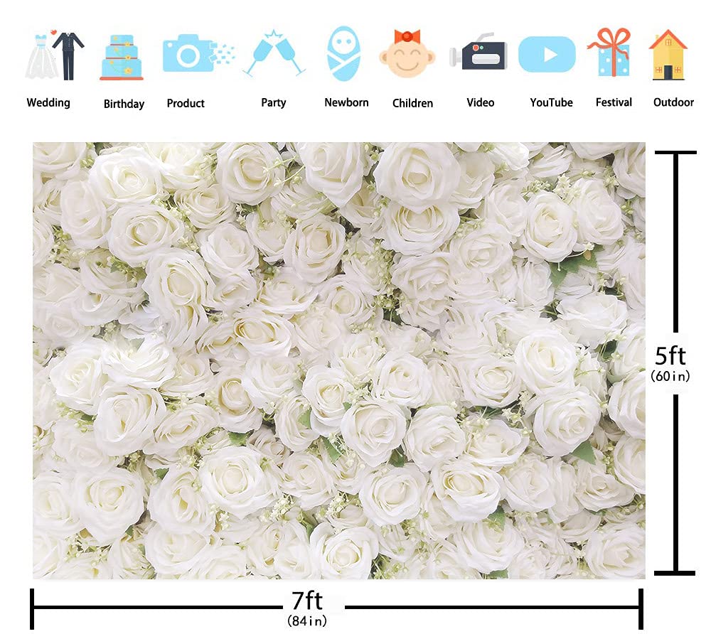 Sfondo Fotografico con Fiori 2,1m X 1,5m, Parete Floreale Primaverile per Baby Shower, Matrimoni e Studio Fotografico