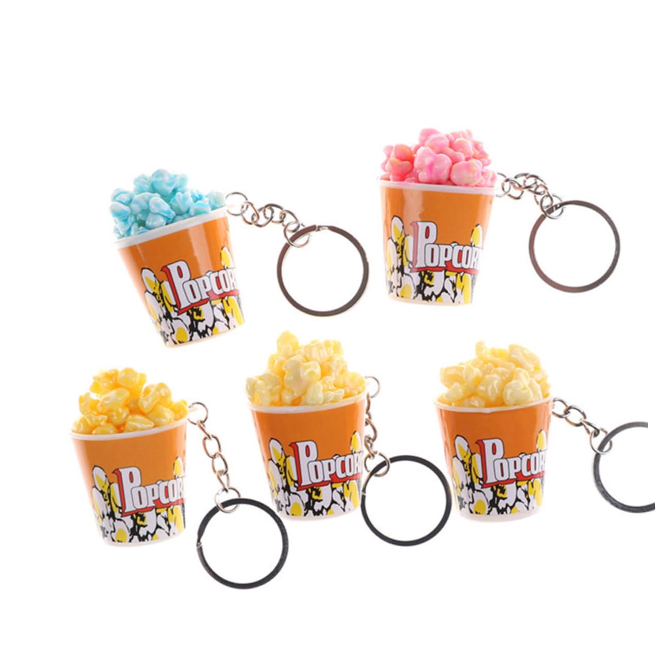 PRETYZOOM 2pcs Popcorn Key Chain Kids Keychain Handbag Pendant Keychain Key Ring Charm Keychain Food Play Gift Child, colorful