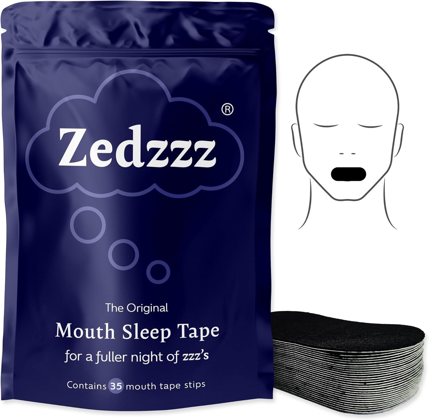 Zedzzz Mouth Tape for Sleeping (35 Strips) | Anti Snoring Aid for Men & Women | 5+ Weeks of Sleep Tape Strips | Sleep Aid | Anti Snoring Devices Mouth Tape | Snore Stopper | Reusable Mouth Tape