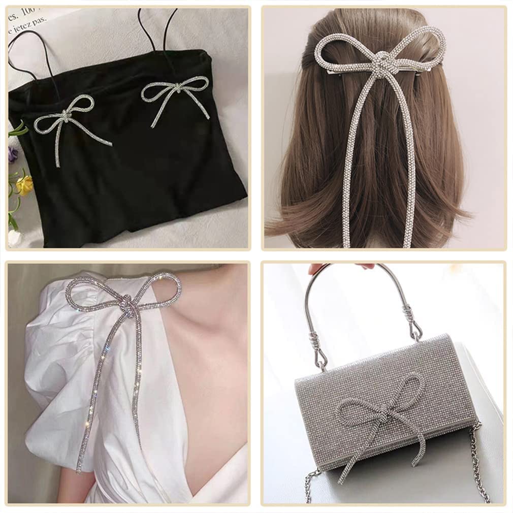 Catena di Corda di Cotone con Strass Denso Barra di Cristallo di Diamante Rotondo Bianco Denso Cucire su Decorazione Fai da Te Abbigliamento Scarpe Accessori per Fiocchi Fatti a Mano-Corda Rosa da 6