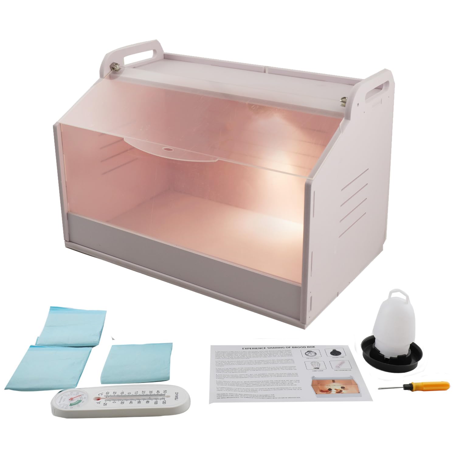 Incubatore per Pulcini con Termometro e Lampada, Scatola di Calore per Pulcini, Scatola di Allevamento per Pollame, Rettili e Piccoli Animali 220V