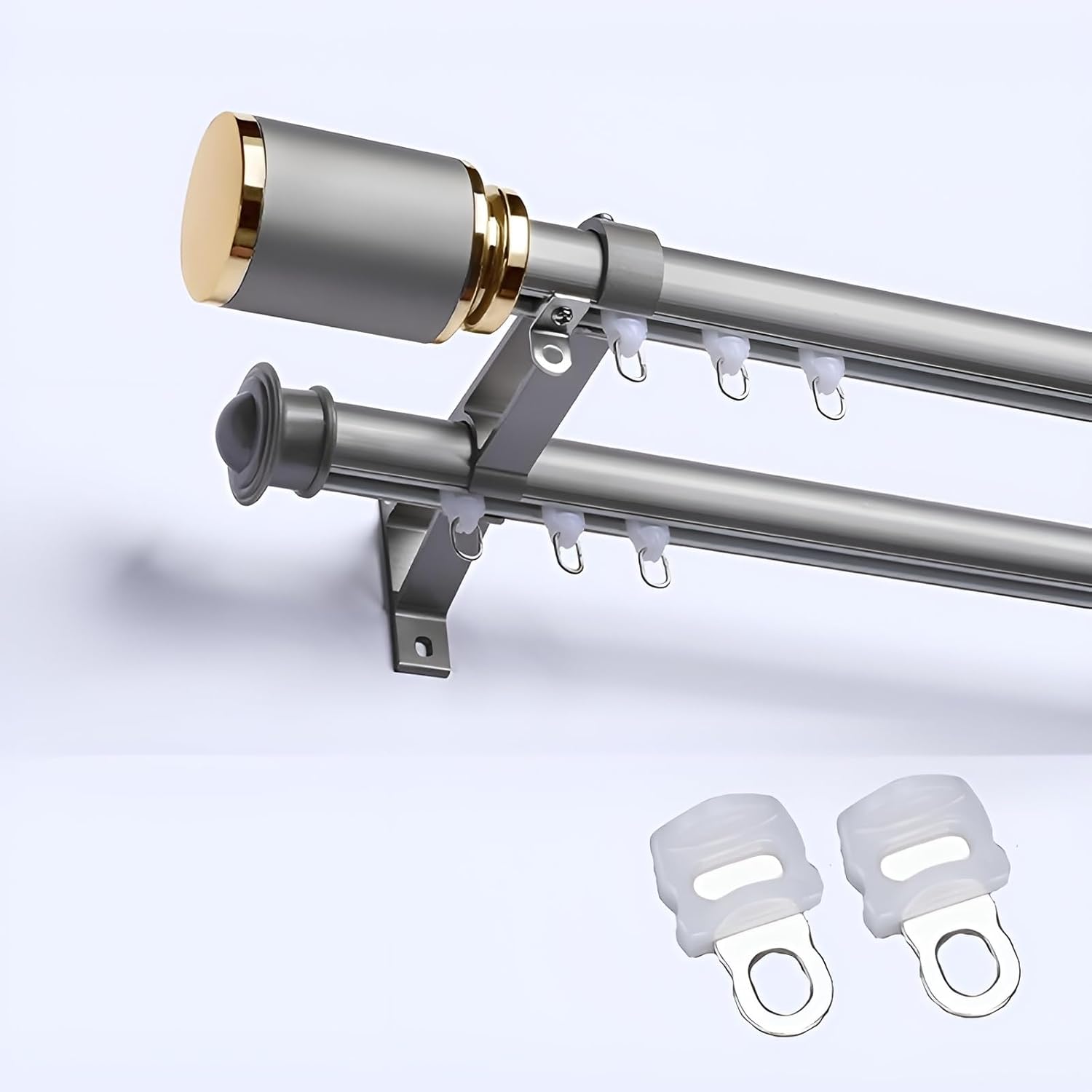 Aluminum Curtain Track System - Wall Mounted Slide-Down Curtain Rod for Living Room, Bedroom, Shower, RV - 9.2FT (280CM) - Stylish Gray Design