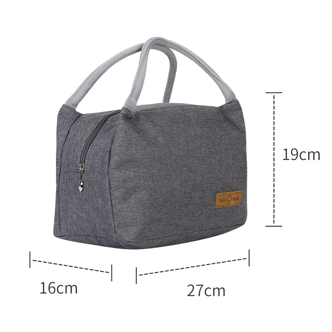 MINISO Lunch Bag Insulated Tiffin Bag Storage Bag for Office, College, School & Travel Portable Picnic Bag for Women/Men/Students/Kids 27x16x19cm (Gray Solid) 2 61Z1tCmvOSL. SL1100