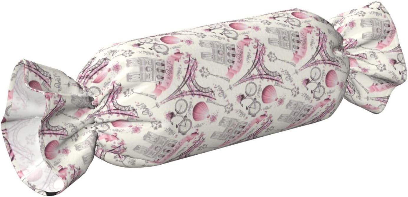 パリタワー フラワープリント キャンディ 円筒形 実用的 枕 万能 快適 寝室 リビングルーム 旅行