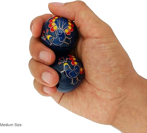 Miniatura 3 de Top Chi Chiming Peacock Baoding Bolas con soporte de bambú (grande 2 pulgadas)