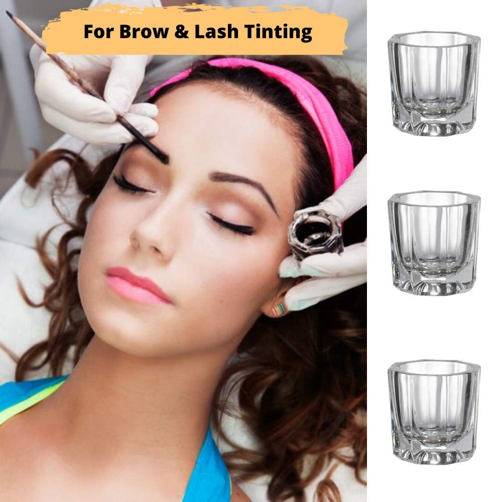 3 Ct. Glass Mixing Dish Dappen Mix Eyebrow Eyelash Manicure Tint Hair Dye Salon by Gold Cosmetics & Supplies
