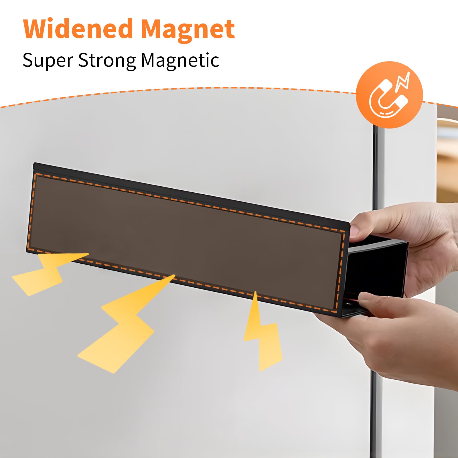 Magnetisches Gewürzregal für Kühlschrank, ohne Bohren, magnetisches Aufbewahrungsregal, magnetischer Gewürz-Organizer für Küchenorganisation und Aufbewahrung, schwarz, 4 Stück