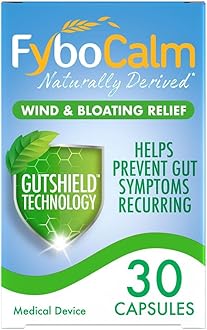 FyboCalmWind and bloating relief, 30 capsules, Naturally derived, Wind and bloating relief, long lasting relief, for IBS-related wind and bloating, Clinically proven, Gluten free