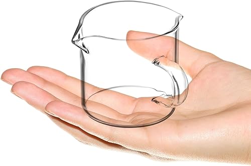 Miniatura 2 de QWORK Vaso de chupito de café expreso de doble boquilla sin escala, paquete de 2 vasos redondos de vidrio transparente con asa, adecuado para café