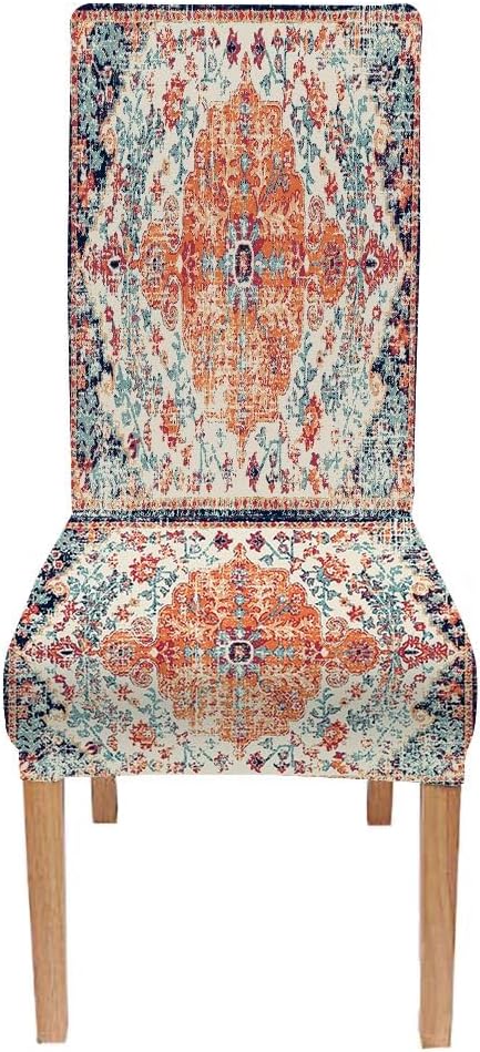 Mrcrypos Boho Southwest Orange Blue Chair Cover Dining Room Chair Covers Set of 6 Stretch Parson Slipcover Removable Washable Protector for Home Kitchen