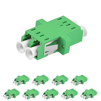 10-Pack LC Fiber Optic Adapter - LC to LC APC Duplex Singlemode Coupler - Green