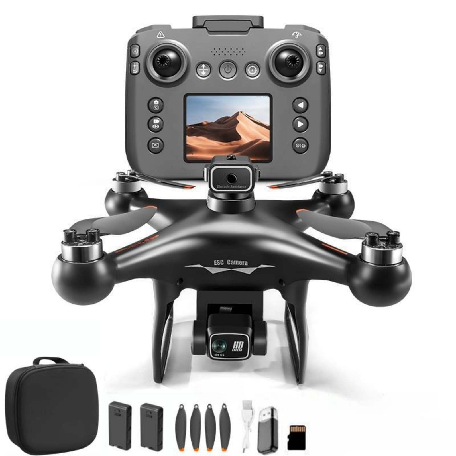 RC Hobby Drone with Screen Display Remote Control, 1080P Dual Camera, Speed Adjustment, Altitude Hold, One-Key Takeoff, 3D Flips, 2 Batteries, Hovering, Brushless Motor, APP Control, Plane Copter, LED Lights, Adult Beginners FPV Quadcopter Airplane Helicopter (Black)
