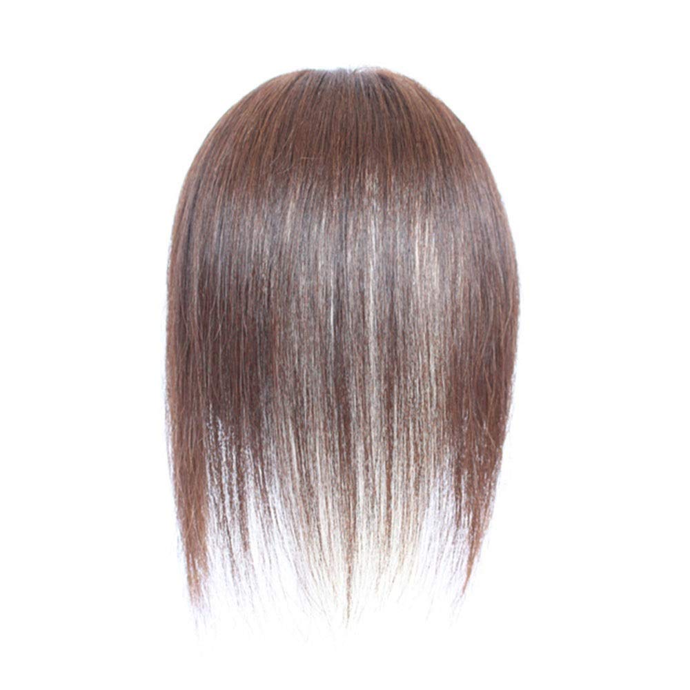 YIFOOPLI Woman Wigs Short Straight Brown Hairpiece Real Human Hair Heat Resistant Female Wig Female Composite Wig Lace Wig Role-playing Wig ( Color : Dark Brown , Size : 28cm )