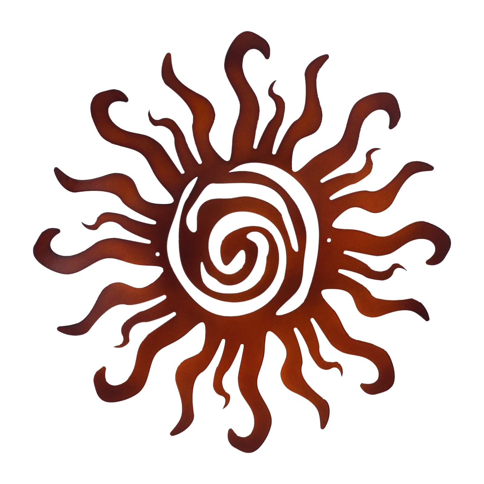 18 Inch Metal Sun Wall Decor Outdoor, Wacky Sun Metal Wall Art for Living Room Patio Garden Bathroom Fence Bedroom (Brown)