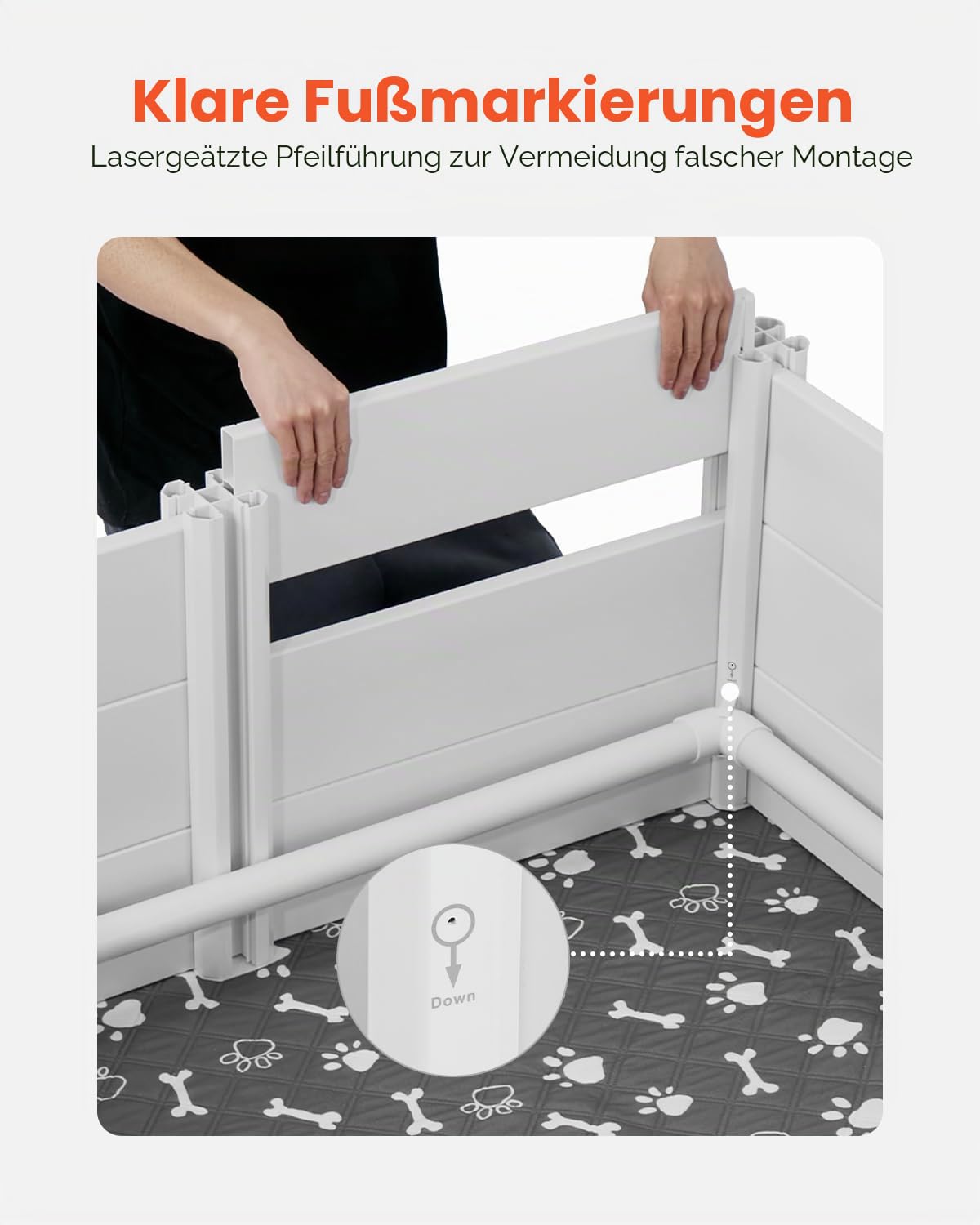 VEVOR Wurfkiste für Hunde, 122x122x46cm, Welpenlaufstall aus Kunststoff-PVC mit höhenverstellbarer Tür & waschbarer PIPI-Unterlage, verformungssicherer Welpenkiste für große Hunde, Milchweiß