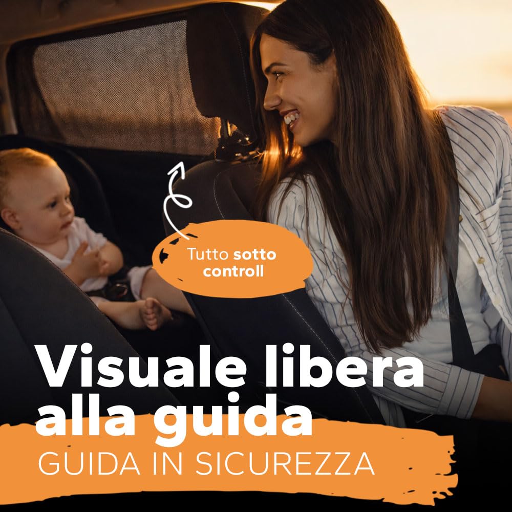 Tende Parasole Auto Bambini UPF+ Protezione Solare UV Universali Laterali Antizanzare