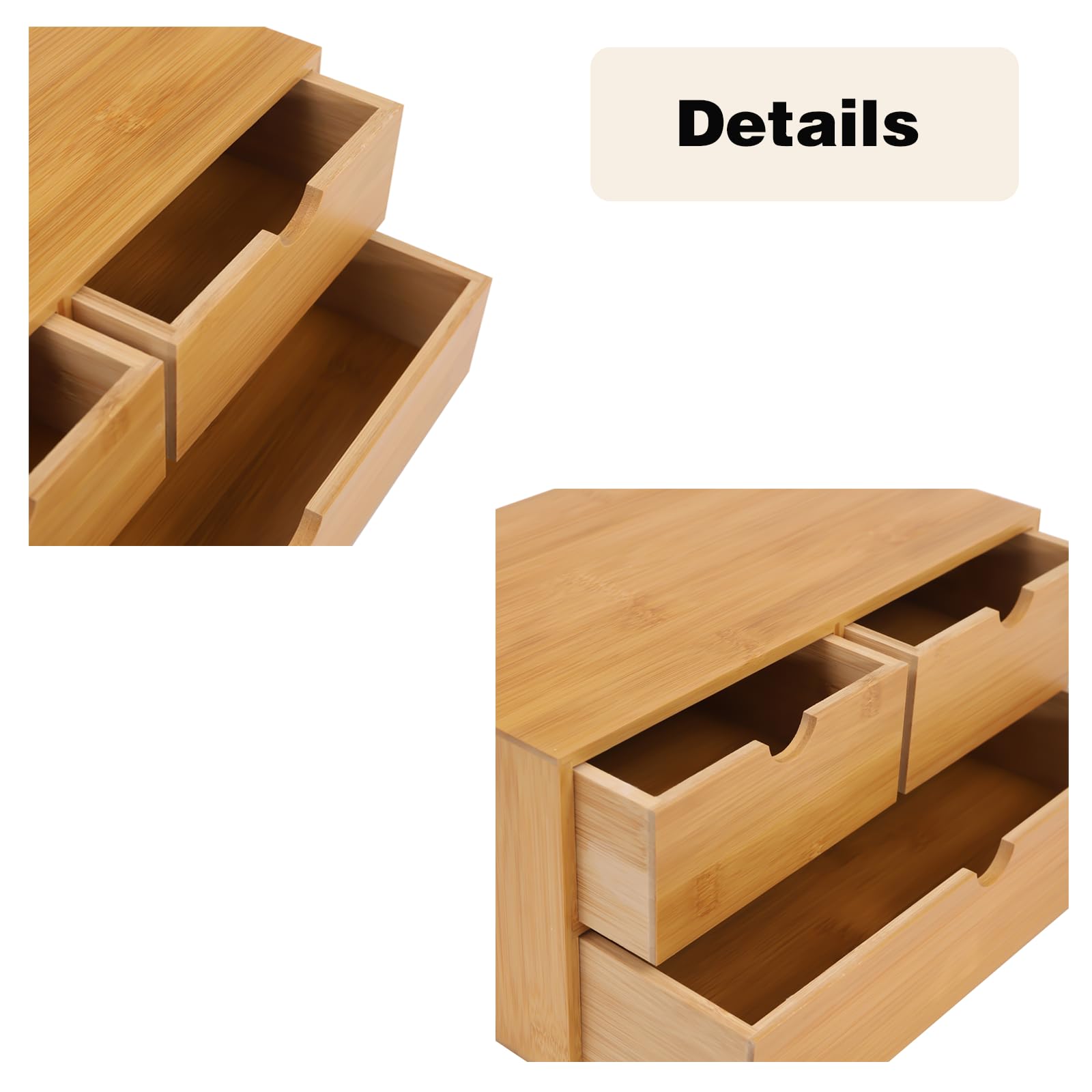 Organizer da scrivania in bambù, organizer da tavolo in legno, con 3 cassetti, portapenne, organizer da scrivania, organizer in bambù, per utensili da ufficio, collezioni di cosmetici e casa