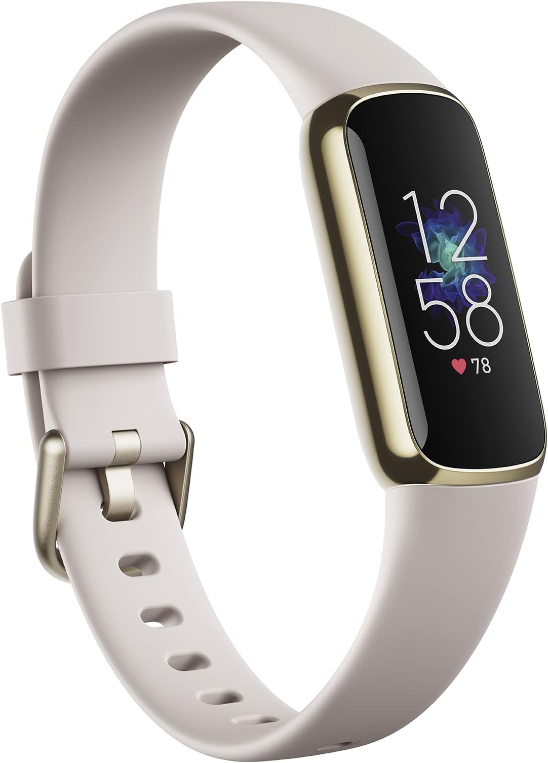 Fitbit Luxe Activity Tracker with up to 6 days battery life, stress management tools and Active Zone Minutes, Lunar White / Soft Gold Stainless Steel