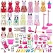 Siiruc 120 Piezas Accesorios para Muñecas Dolls, Ropa y Zapatos para Dolls, Complementos Dolls Mini Vestidos de Moda para Dolls, Perchas y Accesorios de Cocina Regalo de Cumpleaños Niñas