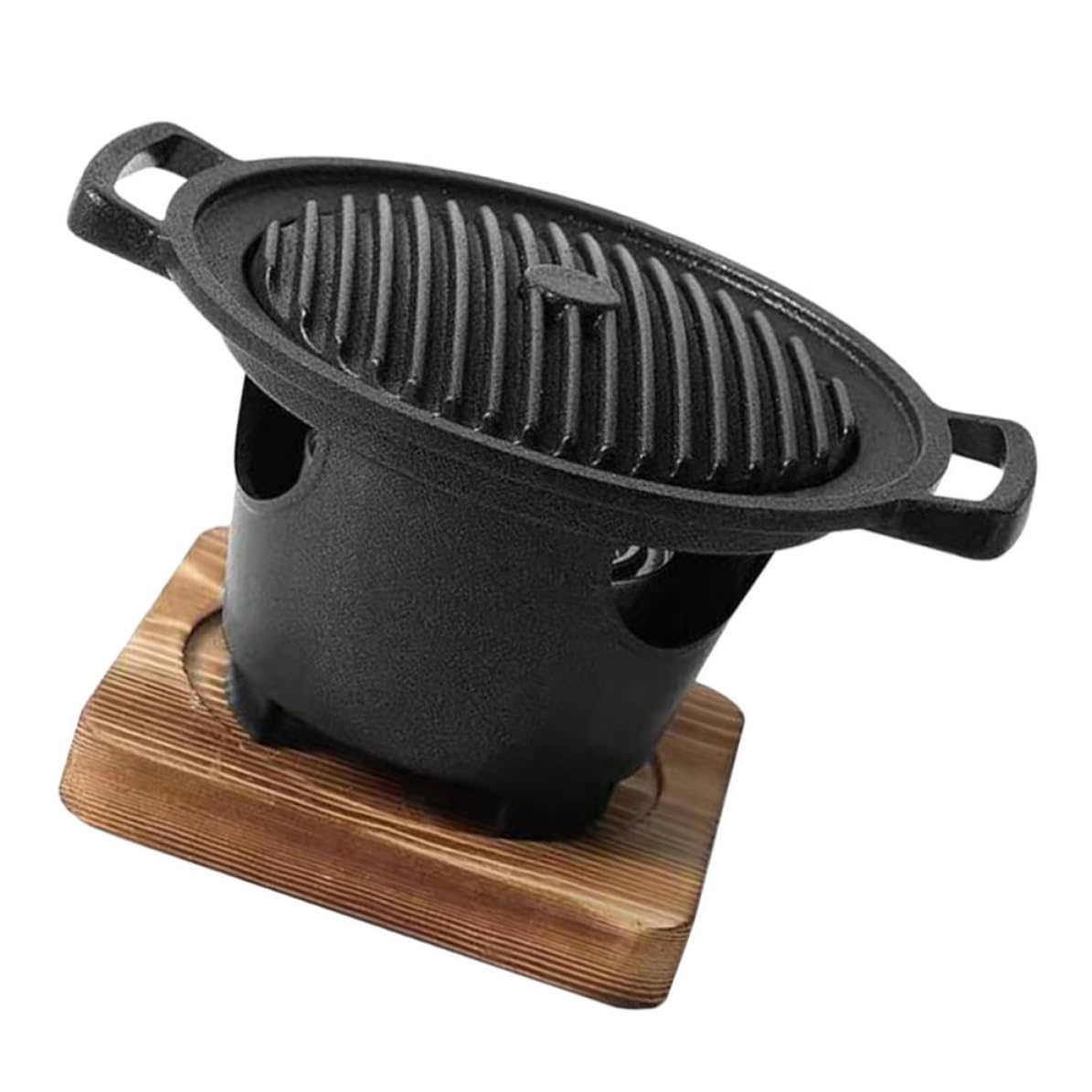 Piccolo Forno da Griglia Indoor in Alluminio e Legno | Uso Domestico, Adatto a Manzo e Mais, Anti-macchia e Anticorrosione, Poco Fumo, Facile da Riporre