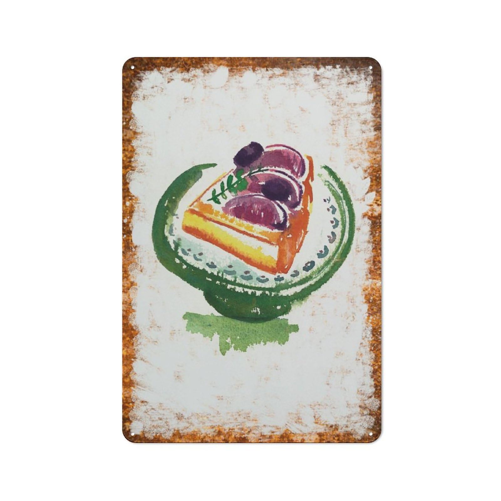 peiyeety Metal Tin Sign Fruit Tart Slice Pattern Vintage Rustic Wall Art Kitchen Bathroom Bedroom Living Room Cafe Farmhouse Entryway Office Garage Home Bar Laundry Room Porch Patio 8x12 Inch