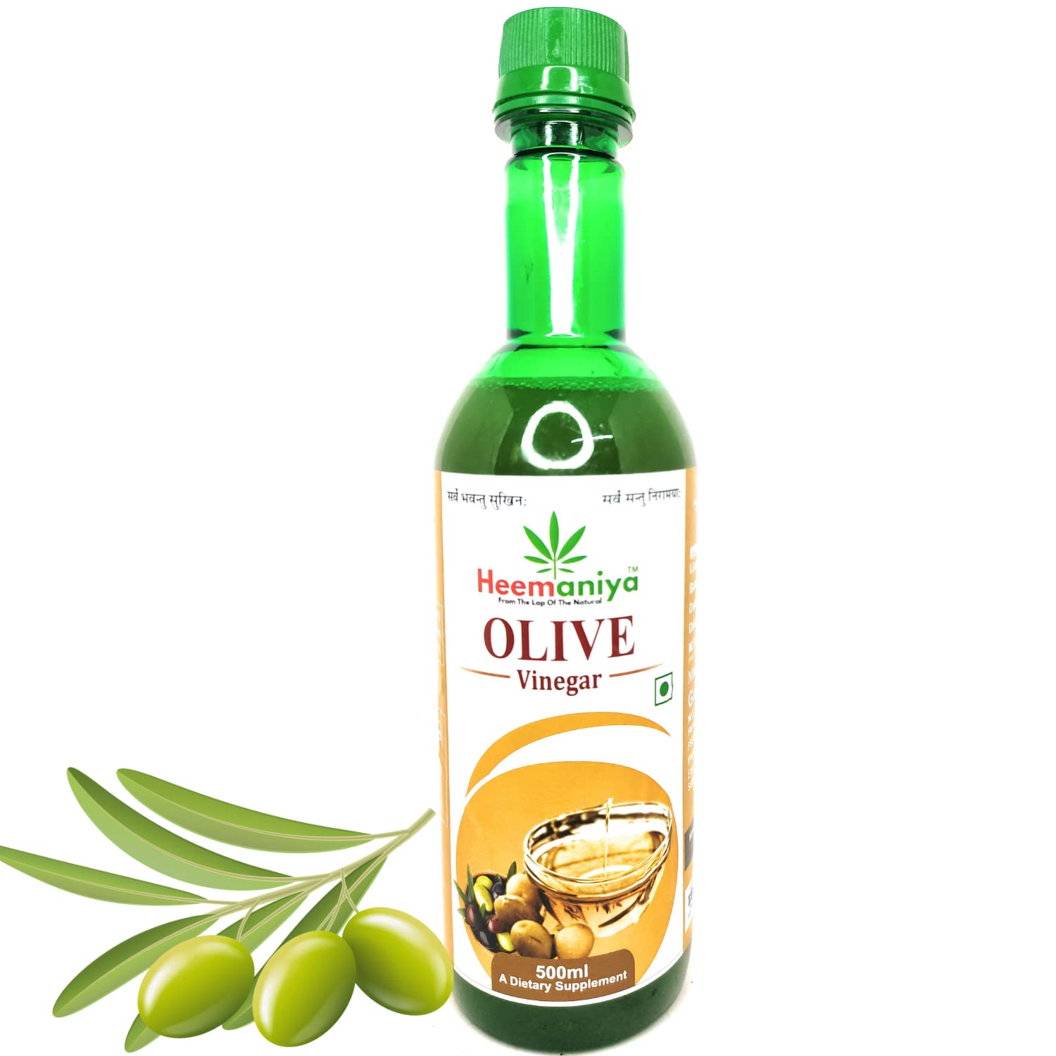 Heemaniya Pure Olive Cider Vinegar (500ml) Olive Vinegar | Jaitun Ka Sirka | Zaitun Ka Sirka | Controls Diabetes || Good for Skin || Improve Digestion Pack of 1 (500ML)
