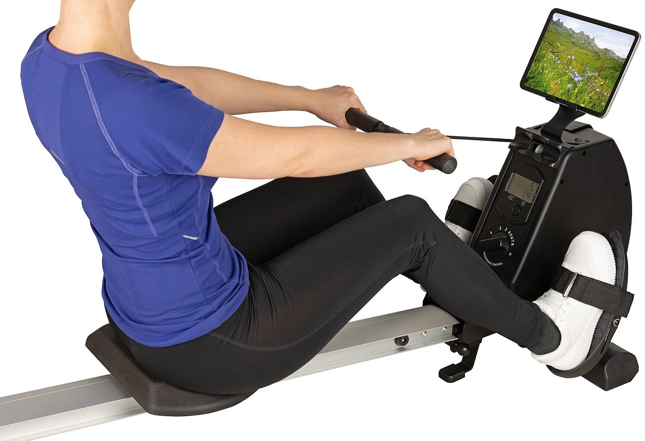 PEARL Sports Sportgeräte: Klappbares Heim-Rudergerät mit 8 Stufen, Magnetbremssystem, bis 120 kg (Rudermaschine, Heimrudergerät, PC)