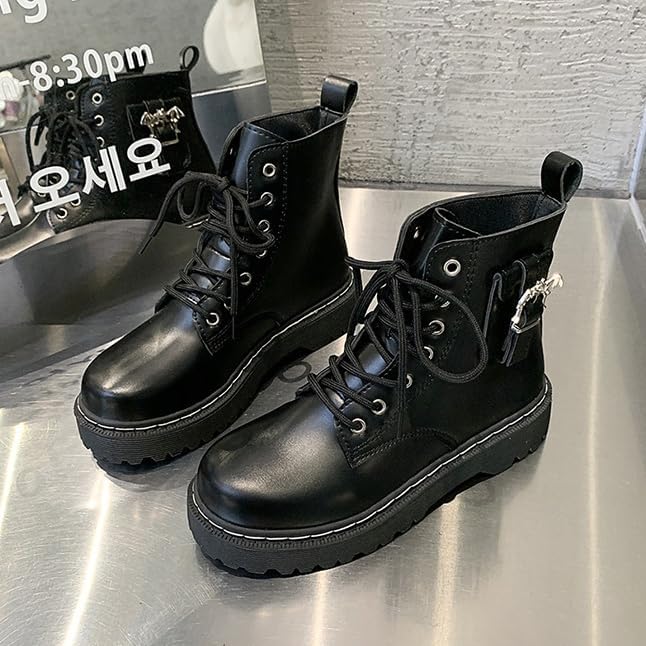Women Platform Goth Boots Chunky Heel Punk Rave Boots Lace Up Combat Booties Round Toe Booties Shoes Cute Lolita Shoes - Image 8