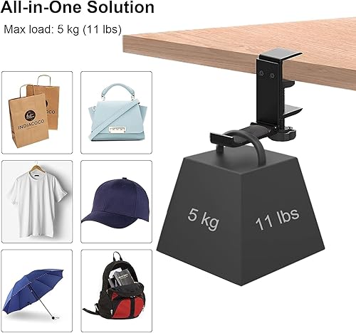 Miniatura 6 de Soporte de aluminio para auriculares plegable con organizador de cables, soporte para auriculares, gancho de escritorio antideslizante, ahorro de