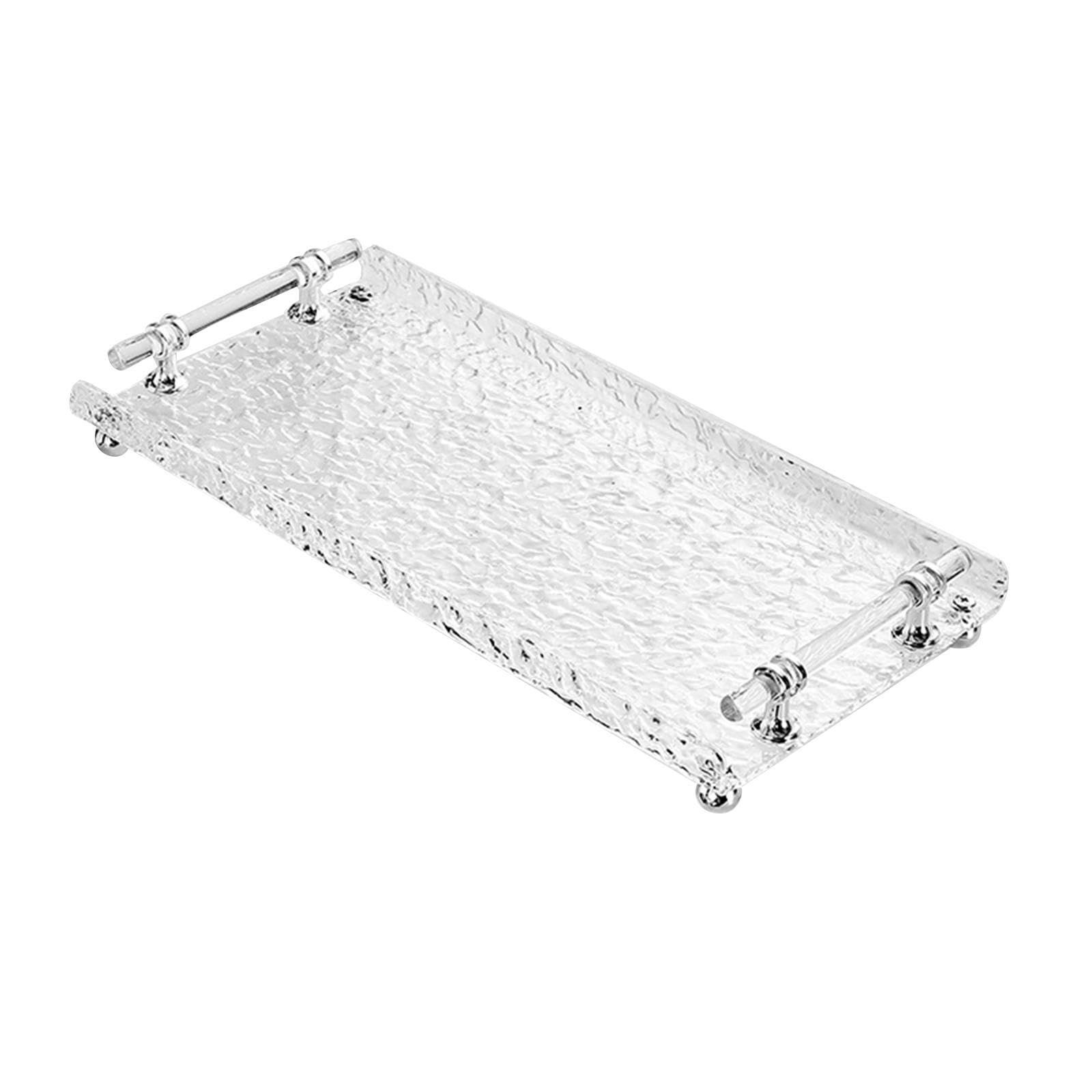 AMSLSIU Rectangle Serving Tray Fruit Plate Multi Purpose Acrylic Setup Serving Snacks At Events And Gatherings Bathroom Vanity Organizer Bathtub Water Cup