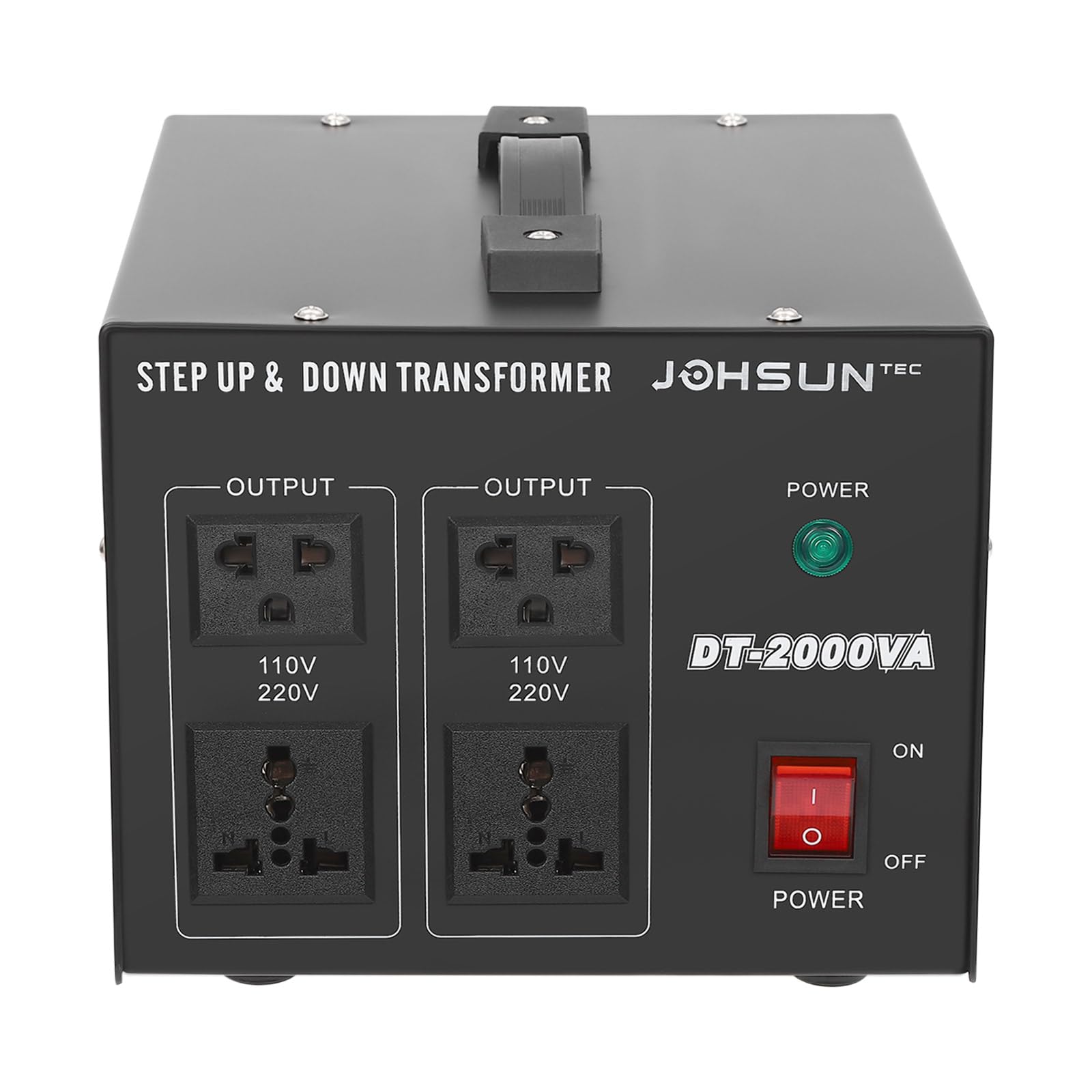 Transformador de voltaje de 2000 W, 110 V a 220 V/220 V a 110 V, con protección de fusible, 4 enchufes para dispositivos internacionales, certificado CE