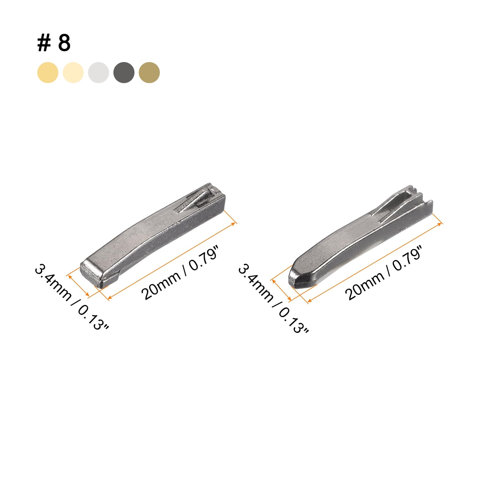 QUARKZMAN Kit Riparazione Cerniera Doppia Aperta, Perni Di Inserimento #5 E #8, Bianco Oro, 8 Pezzi, Per Cappotti E Giacche