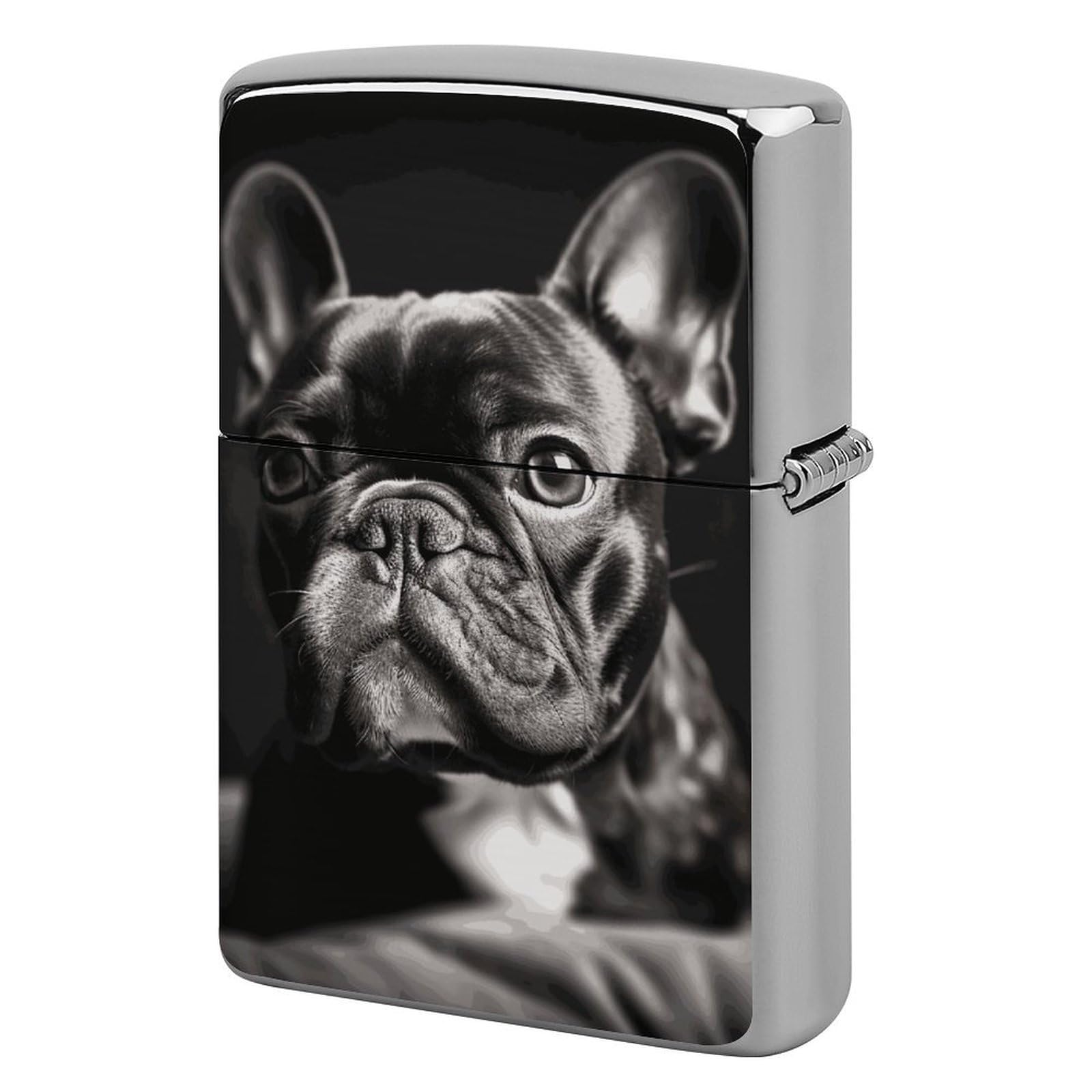 French Bulldog Lighter Case Vintage Metal Lighter Cover Reusable Lighter Protective Sleeve Unique Design Personalized Lighter Sleeve Holder Against Dust and Scratches