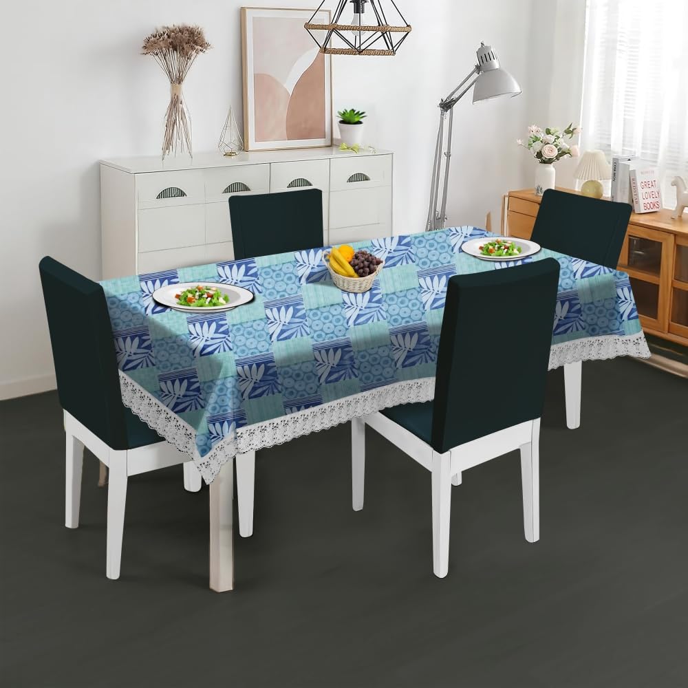 The Furnishing Tree Rectangular Shaped WxL 60x90 Inch 6 Seater Table Cover Surface Pattern Blue, Waterproof PVC-image-30