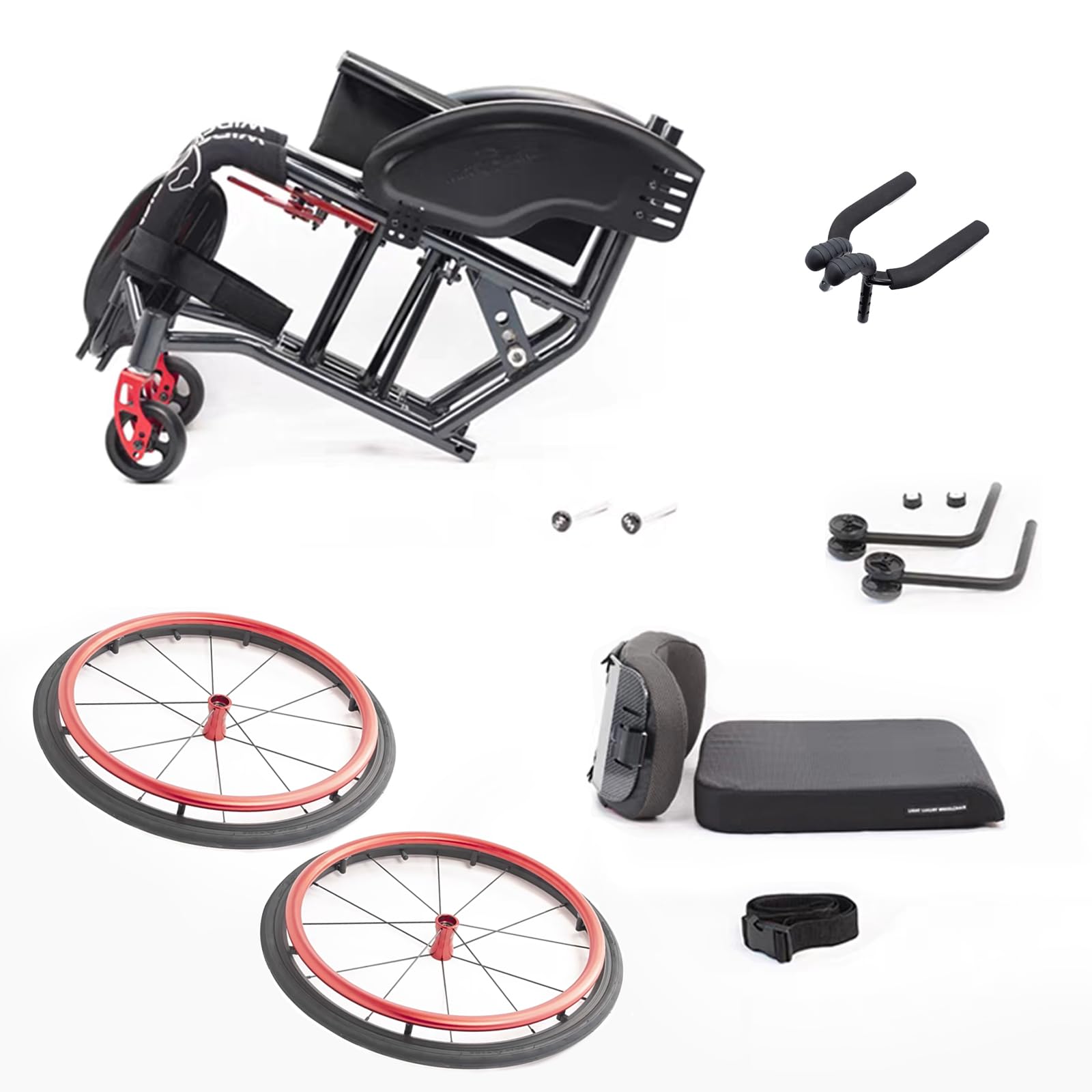 Carrozzina Leggera Pieghevole Carrozzina Leggera Pieghevole Carrozzina in Alluminio Carrozzina Sportiva Adatta per Adulti, disabili e Anziani(Seat Width 40cm,Red)