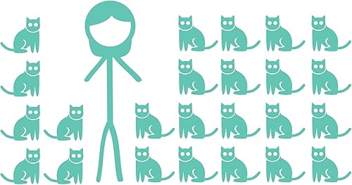 Miniatura 9 de Crazy Cat Lady Stick Figura  8.0 x 4.3 pulgadas  calcomanía de vinilo para gatos y niñas