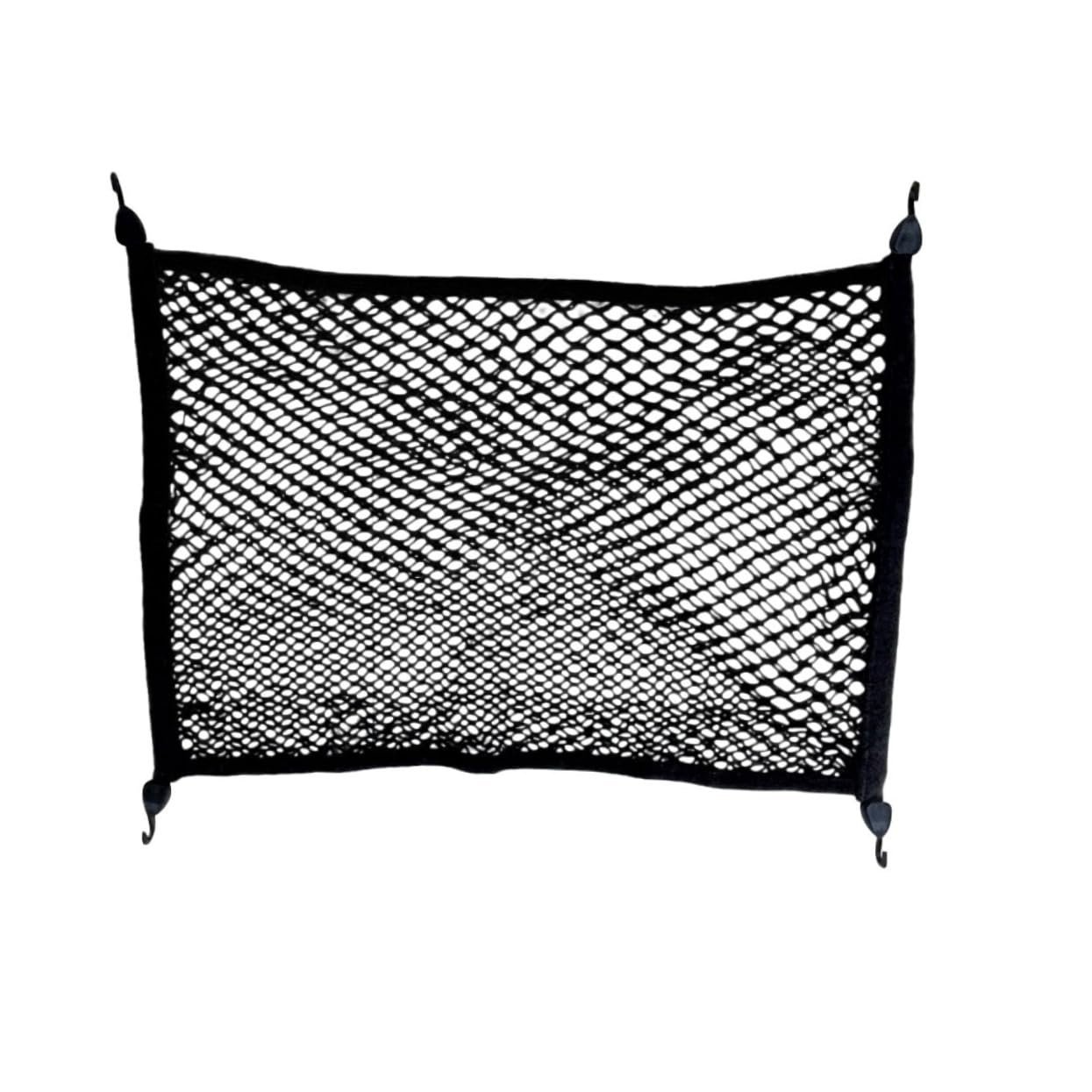 PartyKindom Rete Bagagliaio Auto Doppio Strato 100x80 Nero Elastica | 4 Ganci Autobloccanti Inclusi, Tessuto e Plastica, per Suv e Vano Posteriore