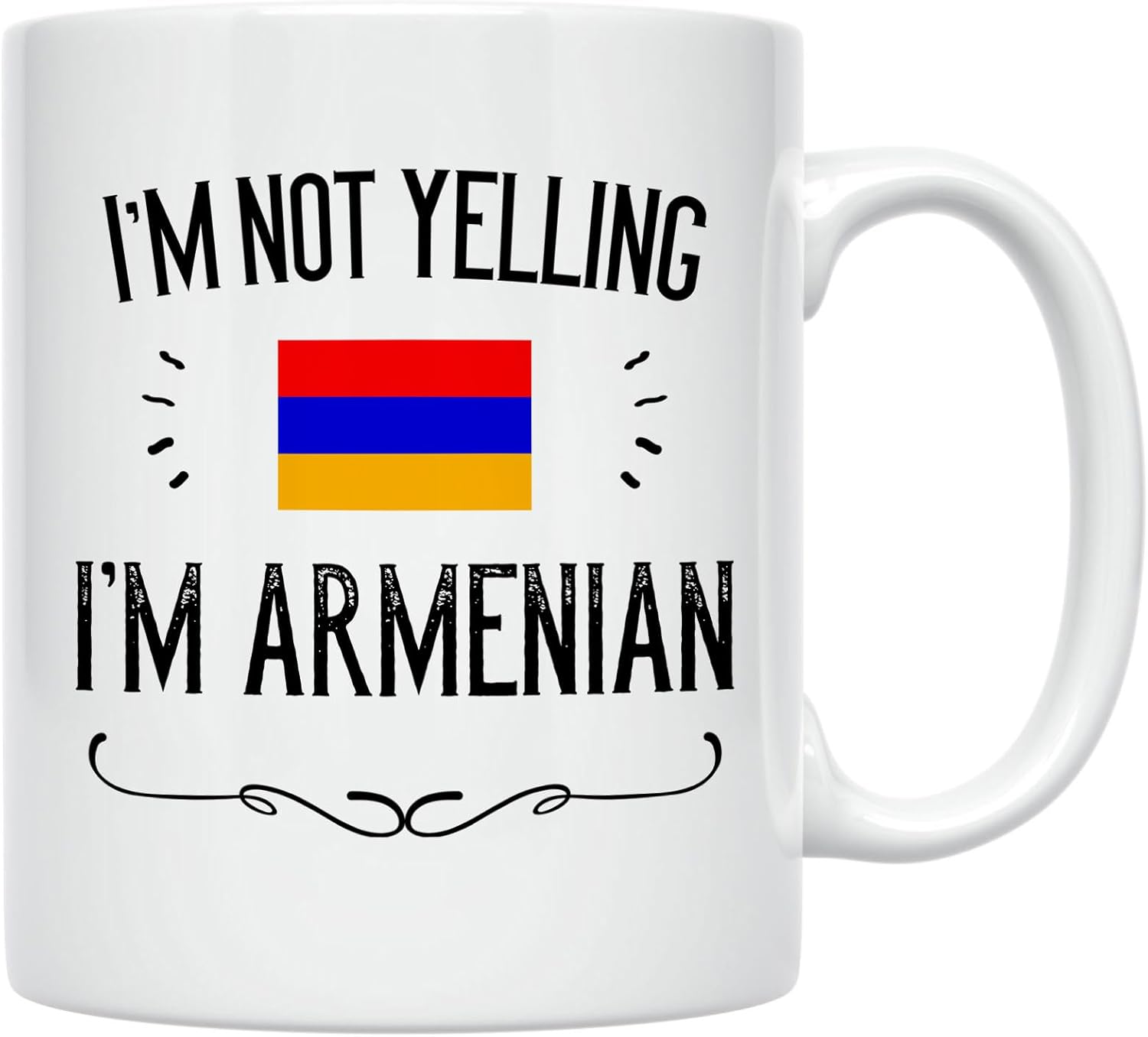 Casitika Funny Armenian Gifts. I’m Not Yelling I’m Armenian Coffee Cups. Ceramic Mug. Armenia Proud Gift Idea Featuring The Armenia Flag. (11 oz White)