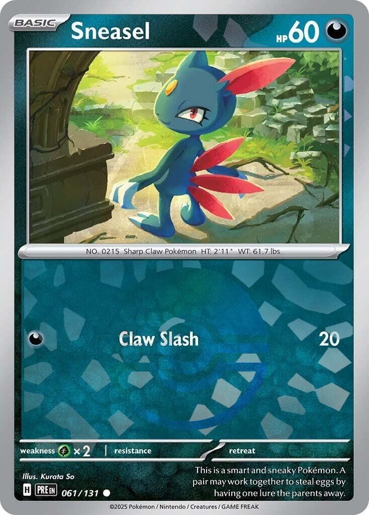 Pokemon - Sneasel 061/131 – Prismatic Evolution – Poke Ball – Etched Foil